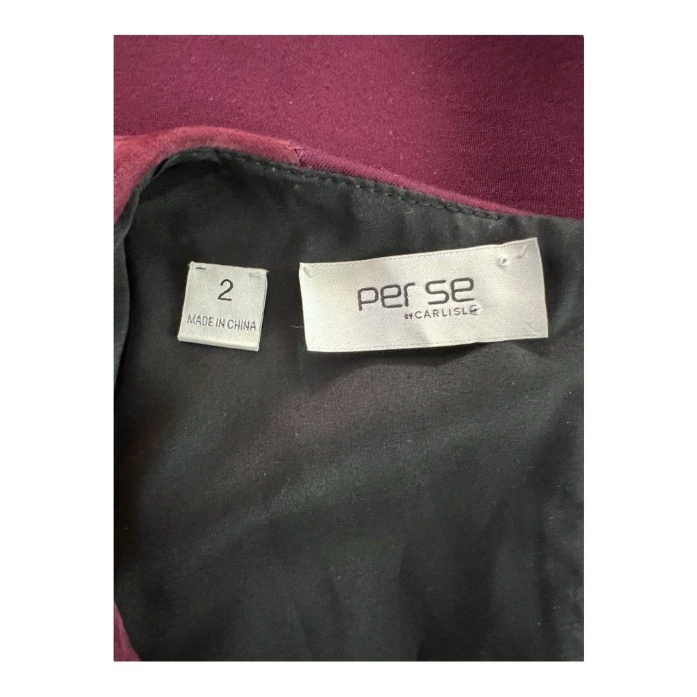 π EUC PER SE Deep Plum Suede & Stretch Long Sleeve Dress | Size 2 - Picture 6 of 8